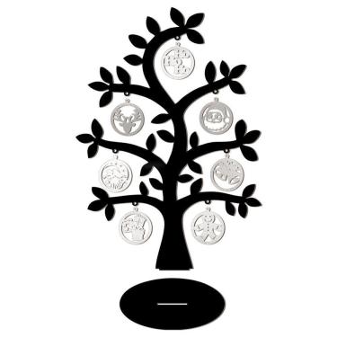 Imagem de Árvore Preta Com Bolinhas De Natal 28cmx40cm - Cria Arte Laser Prata