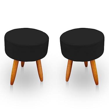 Imagem de Kit 2 Puff Decorativo Redondo Preto Jylcrom