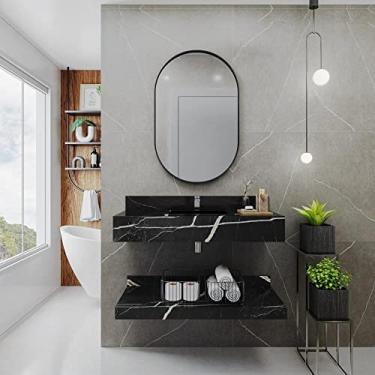 Imagem de Bancada em Porcelanato para Banheiro 100cm com Cuba Darabas Agardi Preto