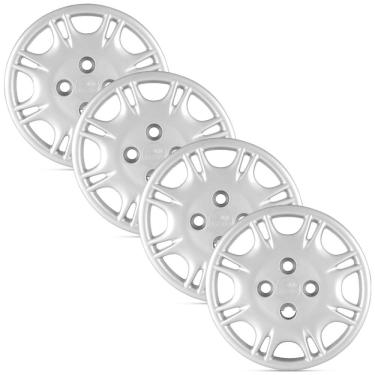 Imagem de Jogo 4 Calota Modelo Original Fiat Uno Prata Aro 13 Grid