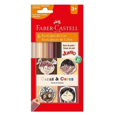 Imagem de Lápis de cor 6 cores jumbo caras e cores triangular 125006CC - Faber-Castell