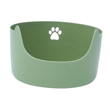Imagem de Bothyi Bandeja de areia para animais de estimação com tampa aberta Caixa de areia para gatos de lado alto comadre grande Banheiro profundo, caixa de areia, VERDE, l