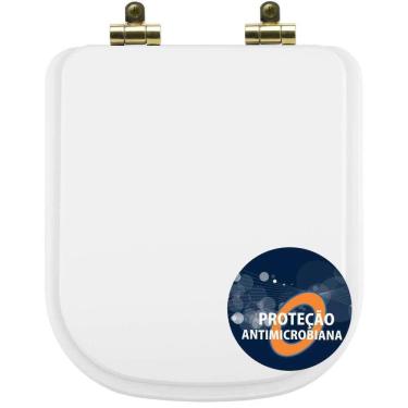 Imagem de Assento Sanitário Poliéster Antibactéria Soft Close Quadra Branco para Vaso Deca com Fe...