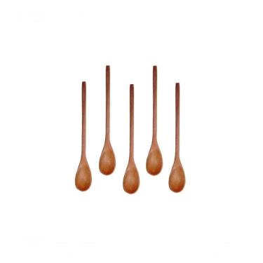 Imagem de Kit 5 Peças Colher De Pau Madeira Modelos Mingau 27 Cm