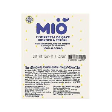 Imagem de Kit 12 Compressa de Gaze Mió Hidrófila Estéril 7,5cm x 7,5cm com 10 Unidades