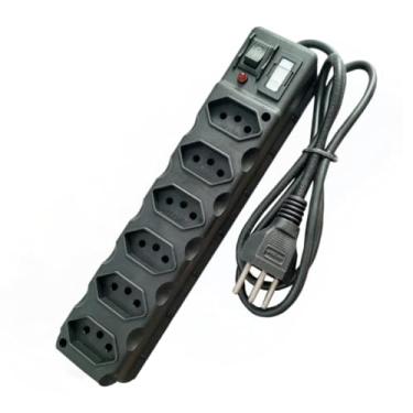 Imagem de Filtro de Linha 6 Tomadas Universal Com Fusível De Segurança & Interruptor ON/OFF Tensão Bivolt 110-220V Régua Elétrica De Energia DPS Multiplicador Tripolar