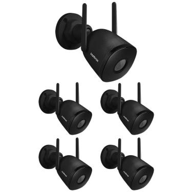 Imagem de Kit 5 Câmeras Inteligente Wi-Fi, Zoom e Áudio Externa iM5 SC Black Intelbras