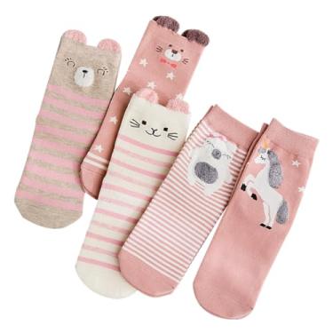 Imagem de SHERCHPRY 10 pares de meias de desenho animado de algodão meias femininas para mulheres meias e meias femininas divertidas meias de tripulação, Rosa x 2 peças, 25×10cmx2pcs