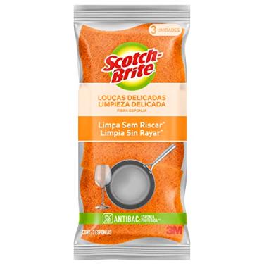 Imagem de Scotch-Brite, 3M, Esponja para Louças Delicadas, 03 Unidades - Laranja