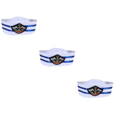 Imagem de KESYOO 3 Pecas chapéu de marinheiro chapéus masculinos boné de iate chapéus engraçados gorros para bebês bonés marinhos chapéu de capitão marinheiro adulto boné azul marinho roupas filho