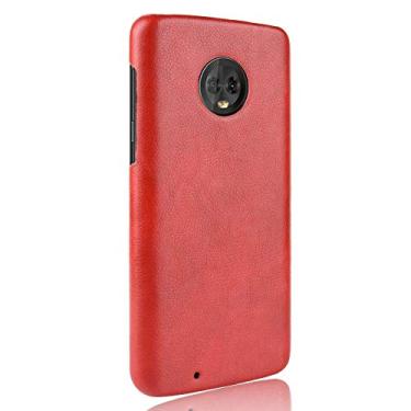 Imagem de GOGODOG Motorola G6 / Motorola G6 Plus Capa completa ultrafina fosca antiderrapante resistente a arranhões capa traseira de couro para Moto G6 / Moto G6 Plus (Moto G6, vermelho)