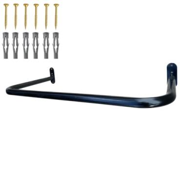 Imagem de Arara Cabideiro 60cm Fixa de Parede Closet Organizado Casa Loja (Preto)