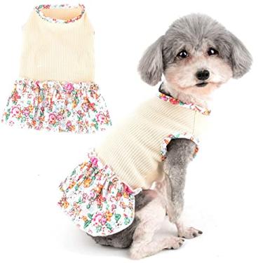 Imagem de Zunea Vestidos para cães pequenos meninas filhote floral vestido de princesa verão roupas de animal de estimação bonito saia chique macio para cachorrinho colete vestido chihuahua yorkie vestuário