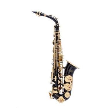 Imagem de Saxofone Alto Mib Preto Com Chaves Douradas Halk