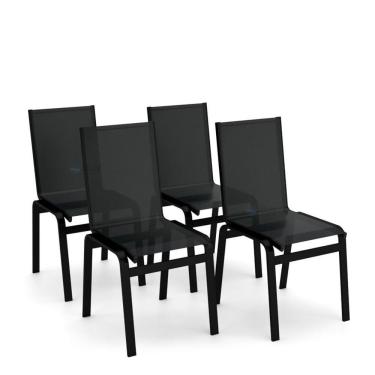 Imagem de Kit 4 Cadeiras Jantar Gourmet Alumínio Preto Tela Preto