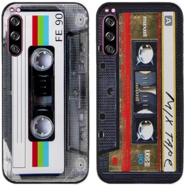 Imagem de 2 peças retrô fita cassete impressa TPU gel silicone capa de telefone traseira para Sony Xperia Series (Sony Xperia 5)