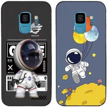 Imagem de 2 peças fashion astronauta impresso TPU gel silicone capa de telefone traseira para Samsung Galaxy todas as séries (Galaxy S9)