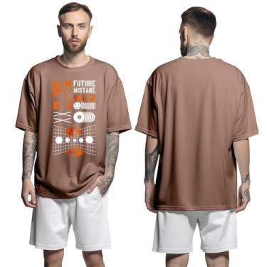 Imagem de Camisa Camiseta Oversized Streetwear Genuine Grit Masculina Larga 100% Algodão 30.1 Future Mistake - Marrom - G