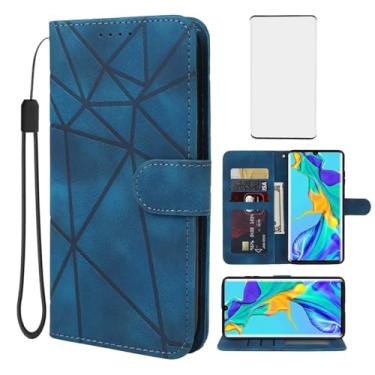 Imagem de Wanyuexes Capa para Huawei P30 Pro, capa carteira P 30 Pro VOGL29 com protetor de tela de vidro temperado, sensação de pele PU flip fólio suporte para cartão de crédito suporte para celular para