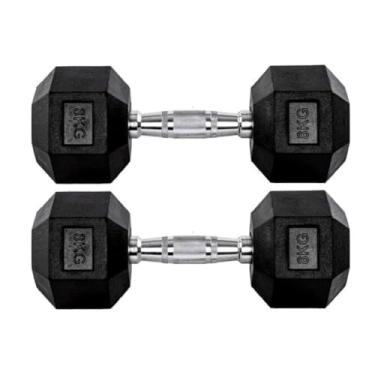 Imagem de Par Halteres 8kg + 8kg Dumbbell Sextavado Emborrachado Pegada Cromada Gallant (gdb08f3b-pt)