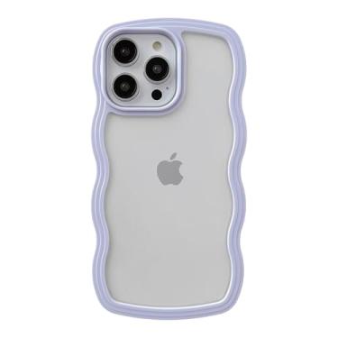 Imagem de Caseative Capa para iPhone 14 Pro Max, linda capa de telefone macia à prova de choque com moldura ondulada (roxa)