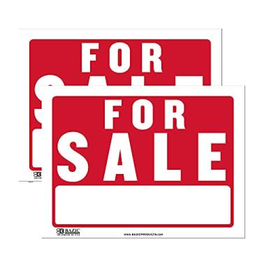 Imagem de Sinal de venda Bazic 30,48 cm x 40,64 cm para venda de garagem Venda de varejo política comercial placas de plástico, borda de porta de parede, impermeável interior exterior anúncio sinalização, pacote com 2