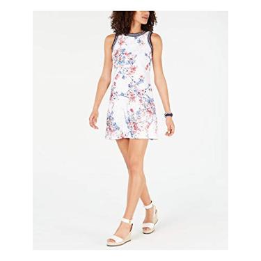 Imagem de Tommy Hilfiger Vestido esportivo floral sem mangas estampado feminino, Estampa branca, 40