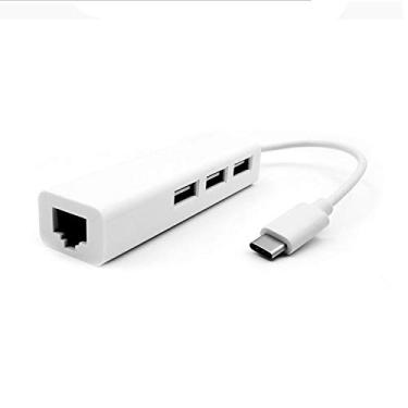 Imagem de USB C para 3 x USB A e RJ45 Ethernet LAN cabo hub rede Mac USB-C para Win XP/8/10/MACOS