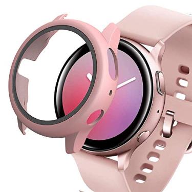 Imagem de Compatível com Samsung Galaxy Active2 40 mm capa com protetor de tela, capa rígida fosca à prova de choque antiarranhões e protetor de tela PET rígido para Galaxy Watch Active 2 preto, 40mm, Matte Pink