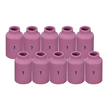 Imagem de RIVERWELD Copos de cerâmica para lente de gás TIG bocal de alumina 54N15 7/40.6 cm 11,0 mm #7 para SR WP 17 18 26 tocha de soldagem TIG pacote com 10