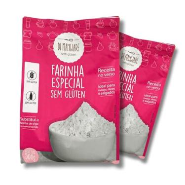 Imagem de 2 un. Farinha Especial Di Mangiare 500g Sem Glúten, Sem Leite, Sem Açúcar e Sem Ovo - Substitui o trigo em qualquer receita
