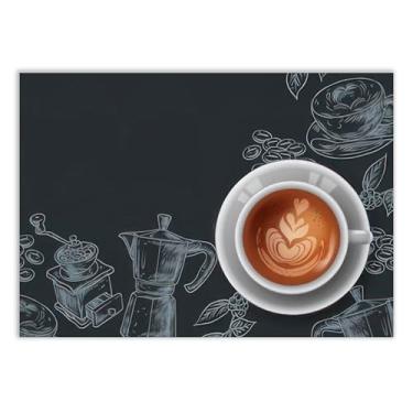 Imagem de Placa Decorativa Café Desenhos E Lousa Decoração Cozinha