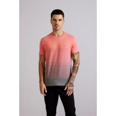 Imagem de Camiseta Malha Slim Fit - Rosa Salmão / Cinza Grafite - Highstil