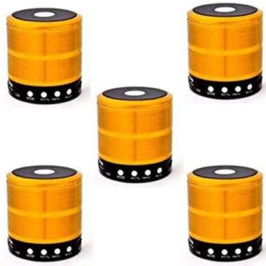 Imagem de Kit 5 Mini Caixa De Som Portátil Bluetooth Mp3 Ws-887Dourada