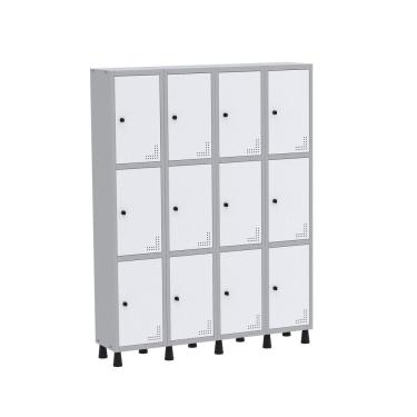 Imagem de Roupeiro Aço Light 4v 12 Portas Gr304/12 Cinza/Branco