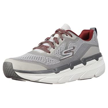 Imagem de Skechers Tênis masculino Max Amortecimento Premier Vantage-Performance para caminhada e corrida, Cinza/vermelho, 8
