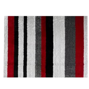 Imagem de Tapete Apolo 2x3 Pelo Médio com Listras Vermelhas | Antiderrapante e Durável, Ideal para Sala, Quarto e Ambientes Internos.