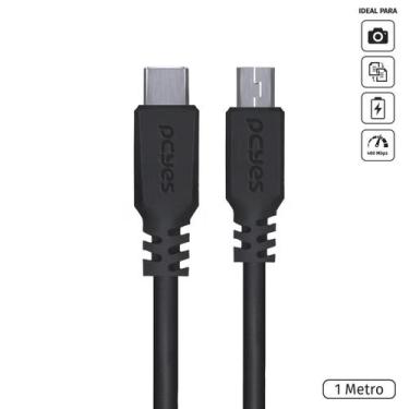 Imagem de Cabo USB Tipo C para Mini USB B 2.0 para TYPE C Tipo C 1 Metro Preto -