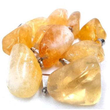 Imagem de Kit Revenda 10 Pingentes de Citrino Rolado Pedra Natural 2cm - Mandala