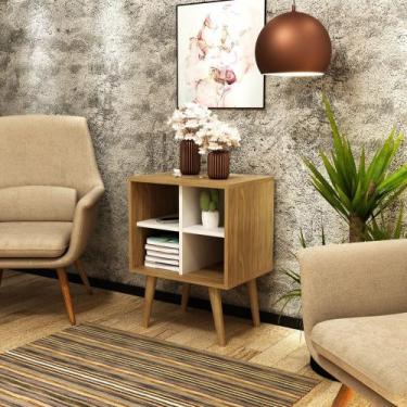 Imagem de Mesa Lateral com 4 Nichos E1720 Tecnomobili, Natura/Off White