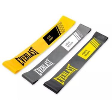 Imagem de Kit 3 Mini Band Tensão Leve, Média E Forte Everlast, Amarelo, Cinza es