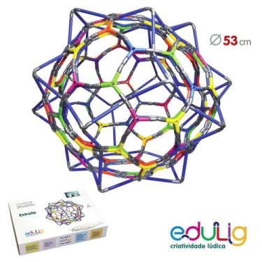 Imagem de Quebra-cabeça Geométrico Edulig Puzzle 3D Estrela - 320 peças e conexõ