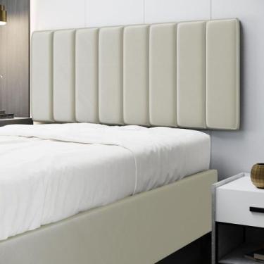 Imagem de Painel Nashira 140 Veludo Aradecor, Bege, CASAL PADRãO
