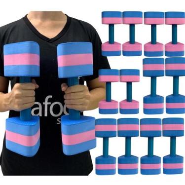 Imagem de Kit 6 Pares Halteres Hidroginástica Em EVA P 1-2kg M 2-3kg Azul/Rosa D