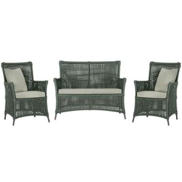 Imagem de Jogo Sofá e 2 Poltronas de Área Igapó Alumínio Pintura Marrom Corda Ná