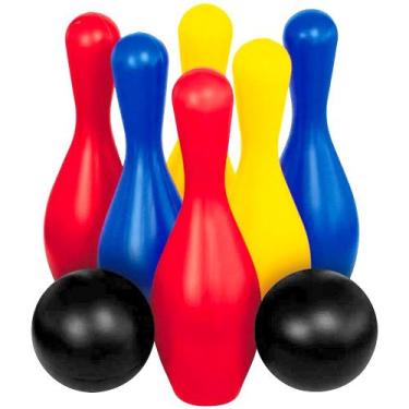 Imagem de Jogo de Boliche infantil Grande p/ Crianças 6 Pinos 2 Bolas - Toy Mast
