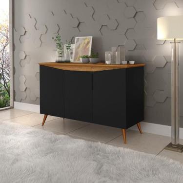 Imagem de Aparador Buffet Encanto 3 Portas Retrô Com Pés De Madeira 6 Cores - Ma