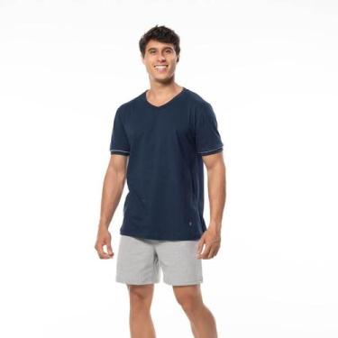 Imagem de Pijama Curto Marinho/Mescla KPR 173004 100% Algodão, Marinho, Mescla, 