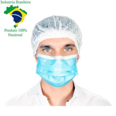 Imagem de Máscara Cirúrgica Descartável TNT Tripla com Elástico Clipe Nasal e An