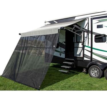 Imagem de Carefree Of Colorado Drop RV Toldo EZ ZipBlocker - Tela de sombra para toldo RV de malha preta, bloqueador solar de dossel, acessório de acampamento para pátio frontal (4,5 m x 2,5 m)
